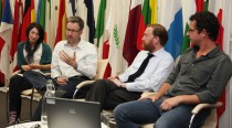 Discussing contemporary documentary practice with Simon Baker, Dana Popa and Paulo Nunes dos Santos. A piece from the Guests & Volunteers project represented the UK in the Active Witness exhibition at the 12 Star Gallery, 2011.